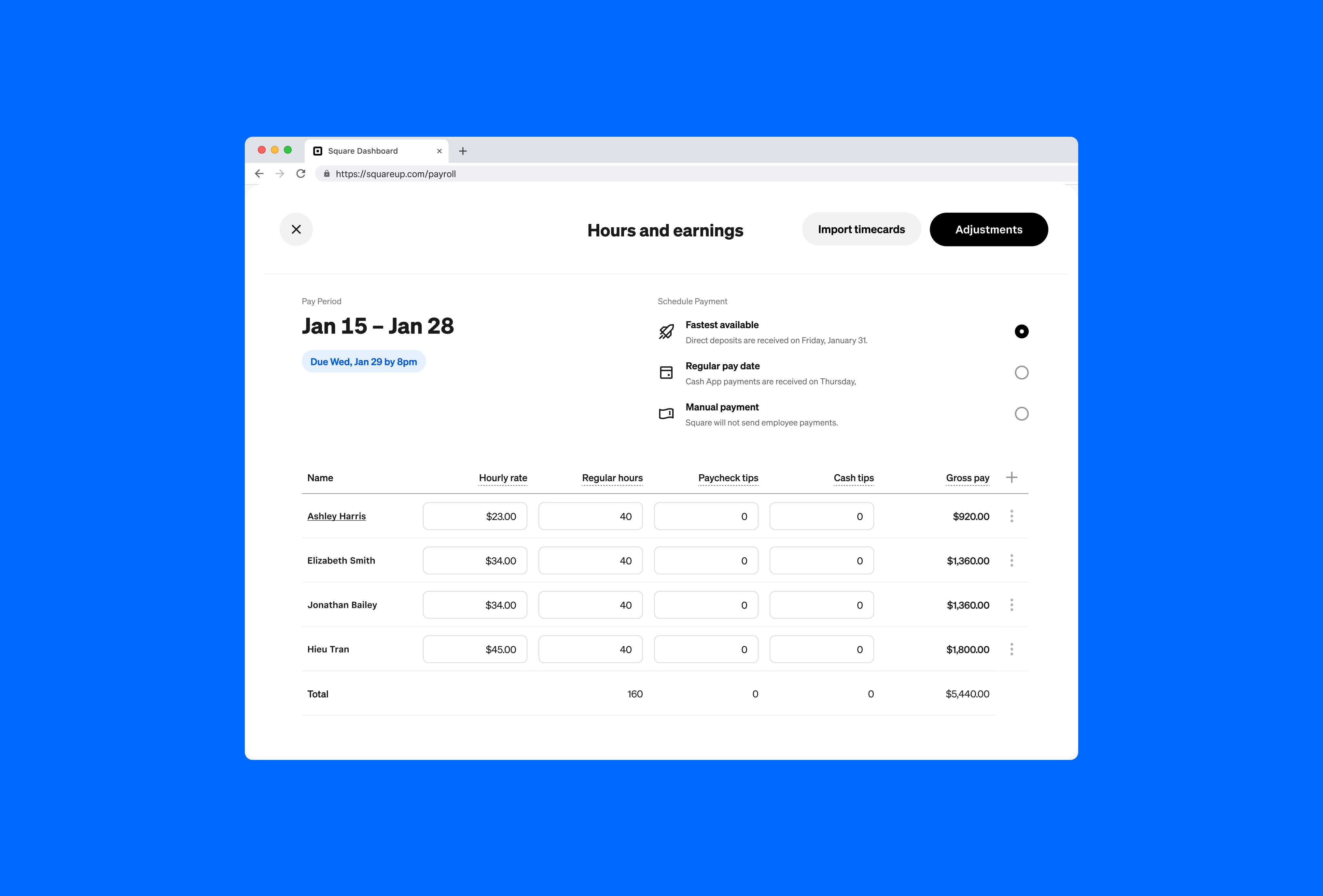 Run payroll flow